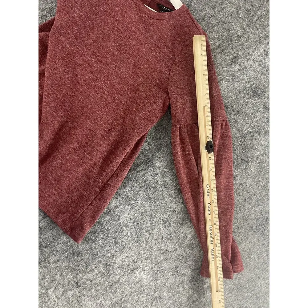Lucky Brand Sweater Women Large Red Bell Sleeve Pullover Sweatshirt A9